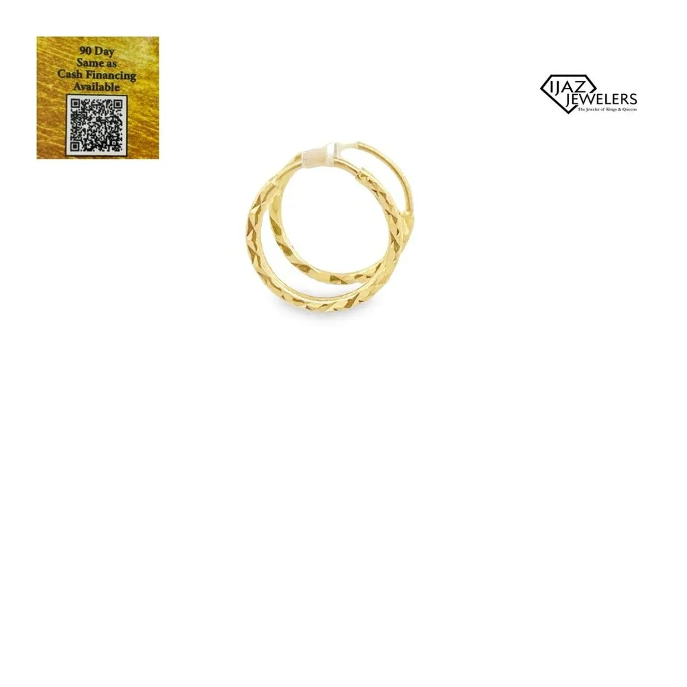 10K Diamond Cut Hoop Earrings - Picture 3 of 5